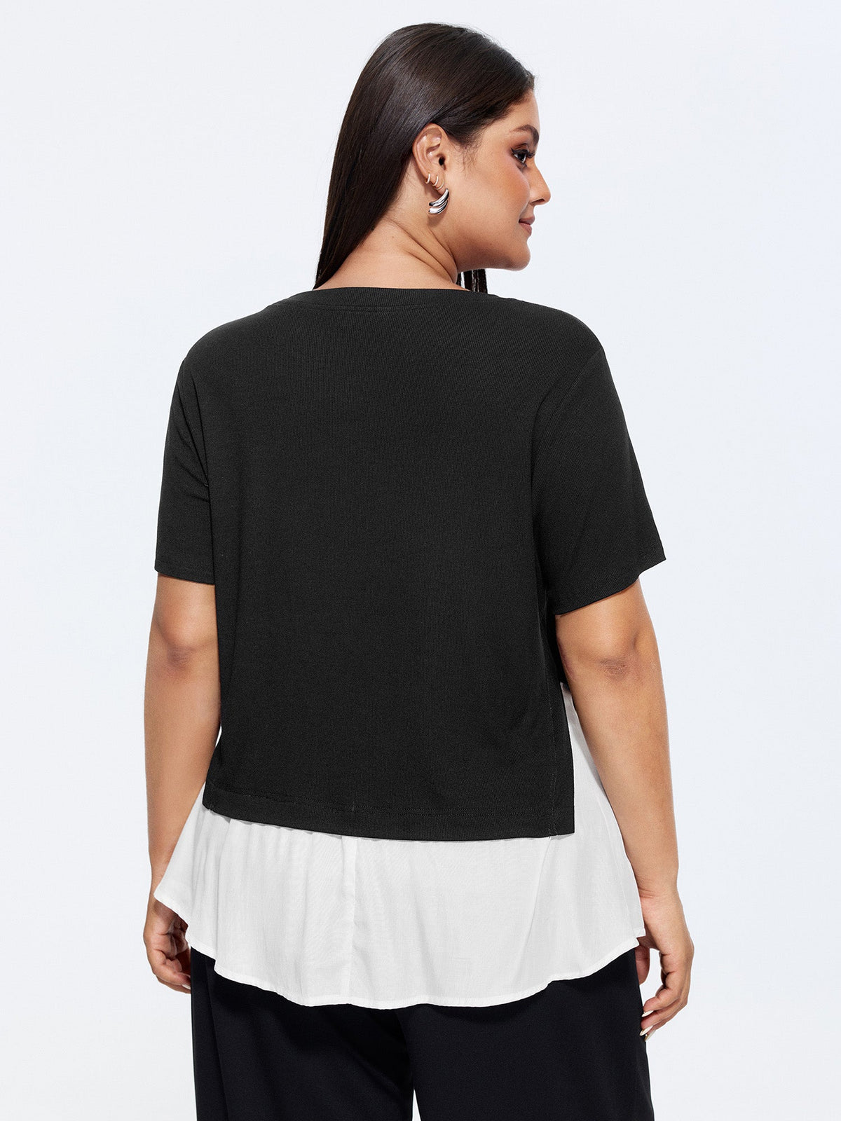 Color Contrast Layered Round Neck T-Shirt