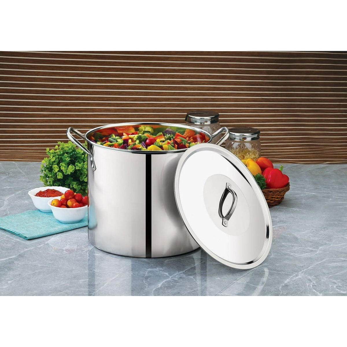 8 Quart Stainless Steel Stock Pot with Metal Lid & Dual Handles, Large Cooking Pot for Soup, Stew, Boiling, Commercial & Home Use