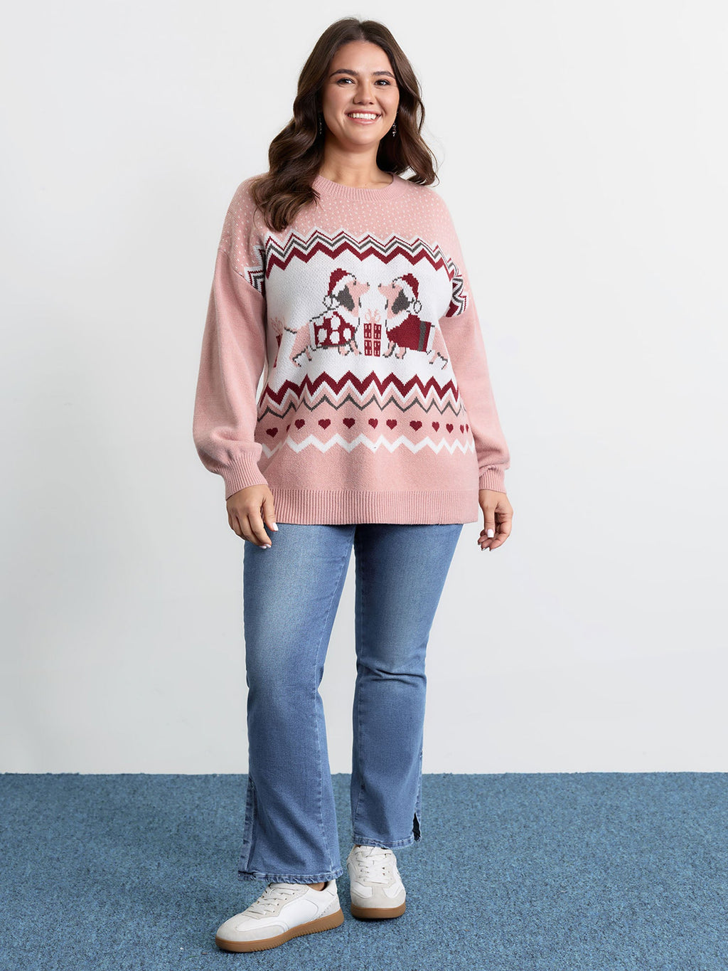 Supersoft Holiday Pattern Drop Shoulder Pullover