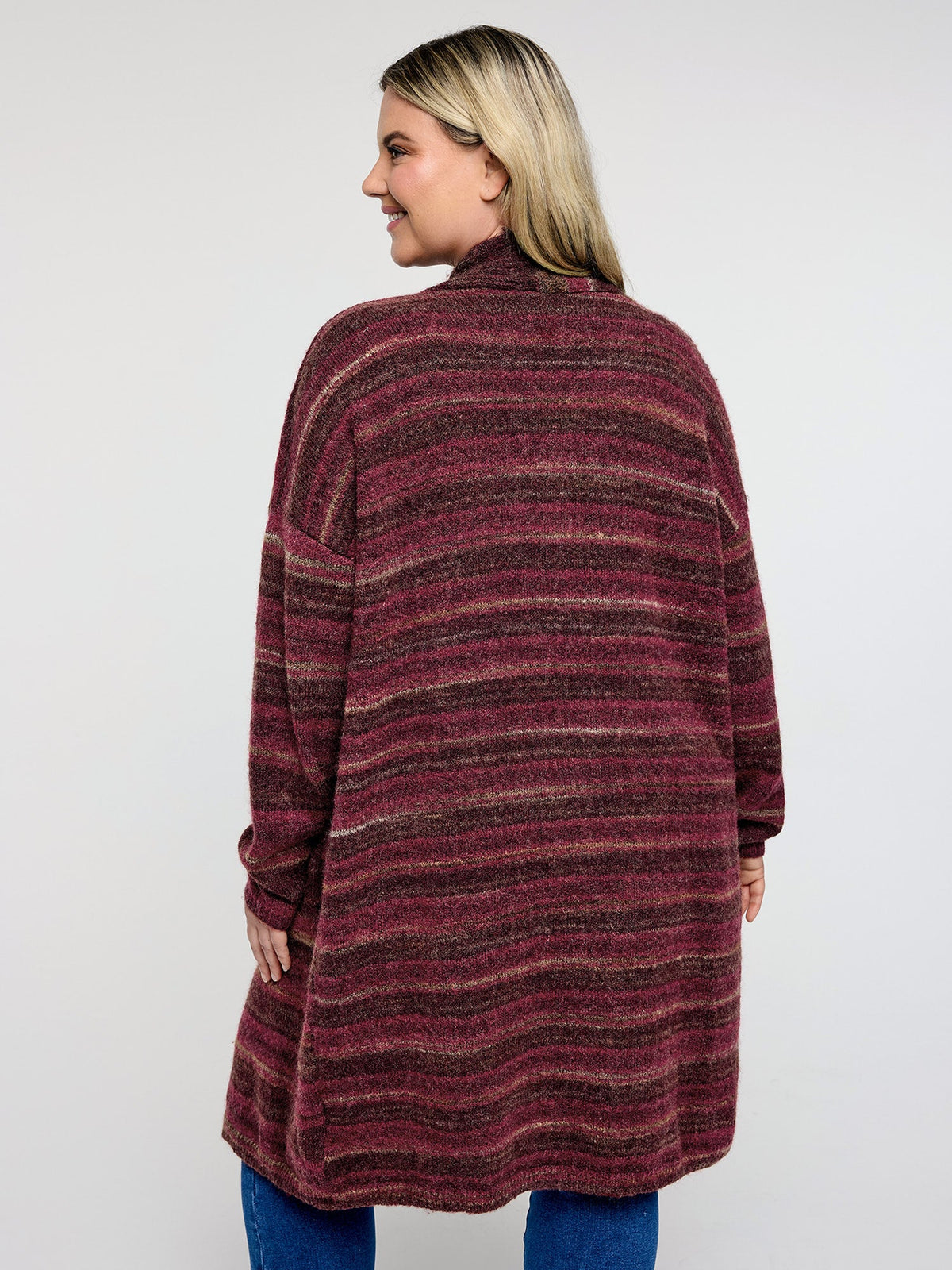 Color Gradient Textured Pockets Knit Cardigan