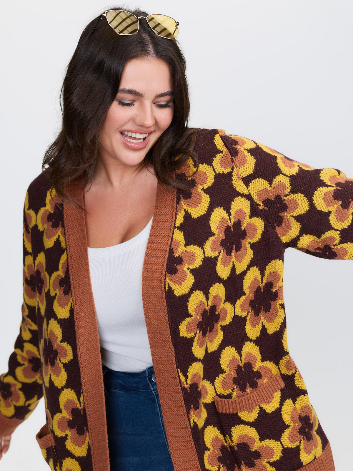Retro Floral Jacquard Knit Cardigan
