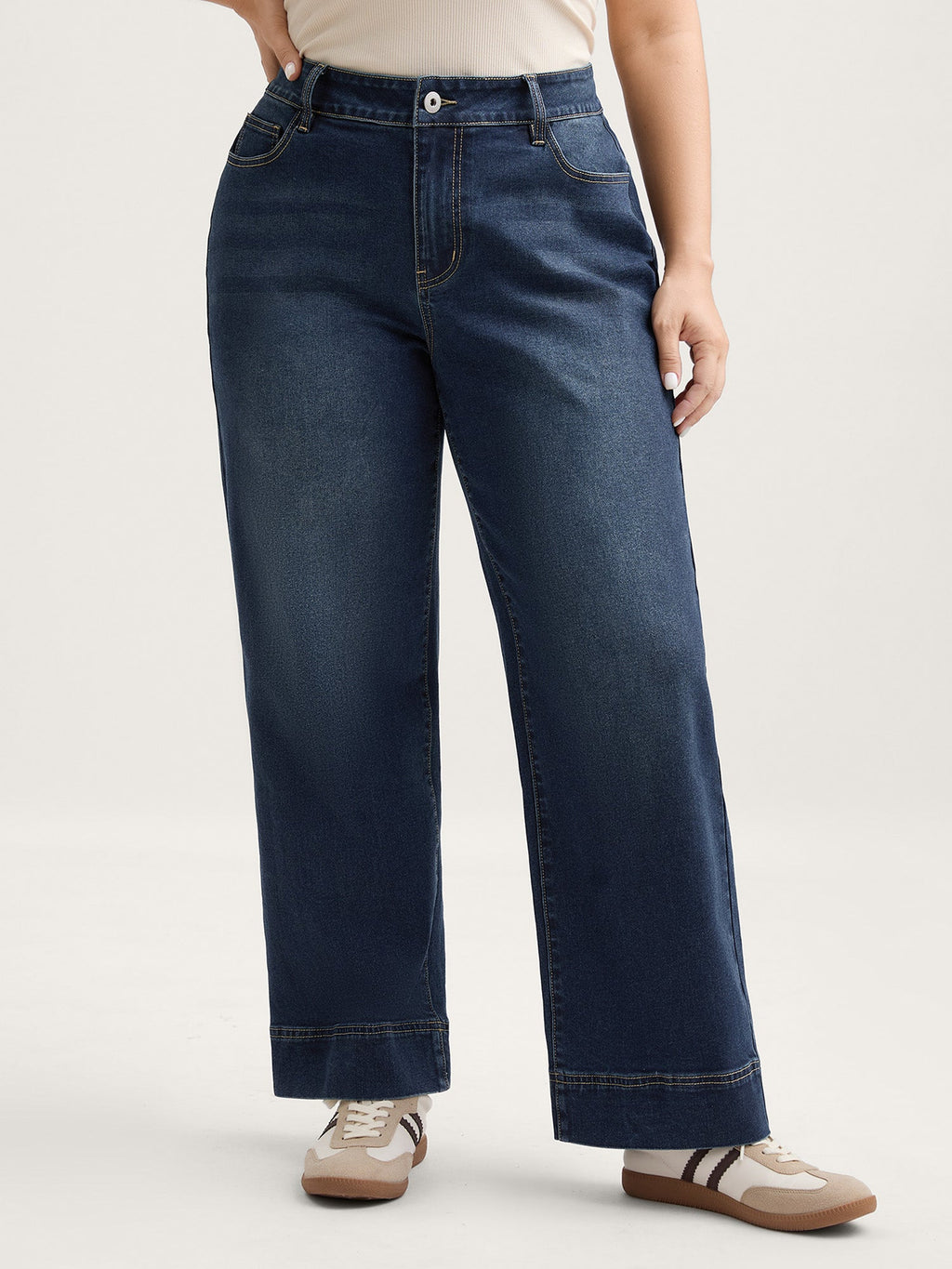Pull-On High Waist Wide-Leg Jeans