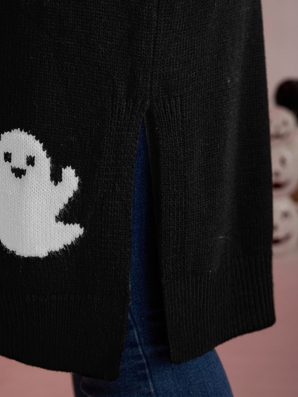 Happy Ghost Jacquard Knit Cardigan