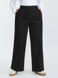 Pull-On Stretchy Waist Wide-Leg Jeans