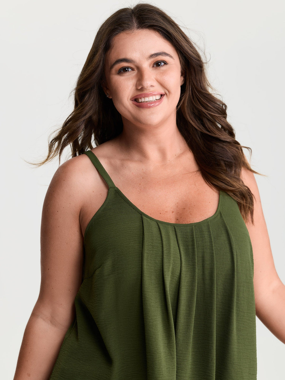 Pleated Flowy Plain Tank Top