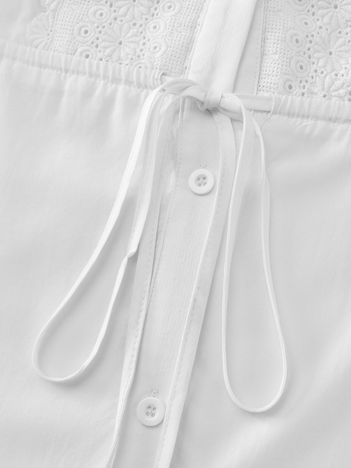 Lace Cut-Out Drawstring Waist Blouse