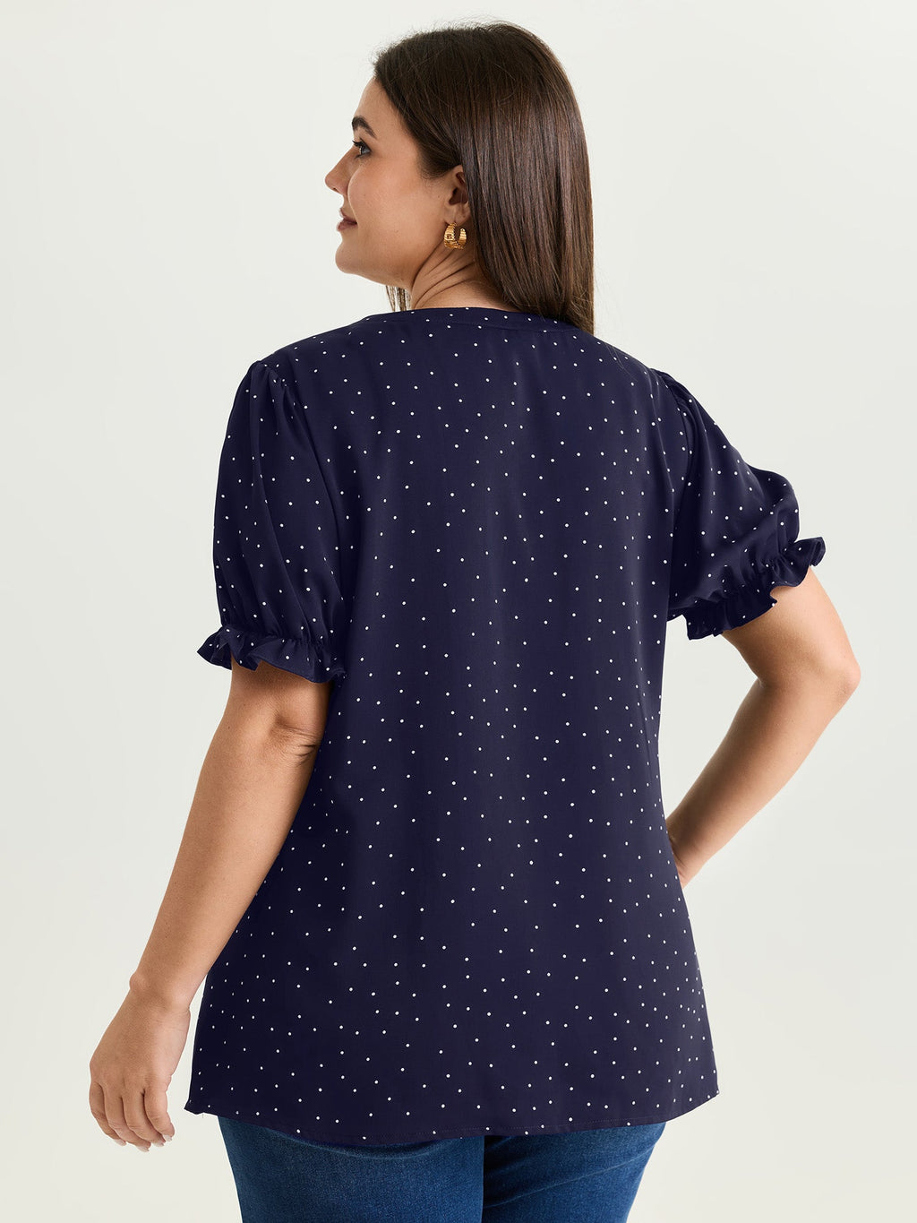 Micro Dots Charm Pleated Blouse