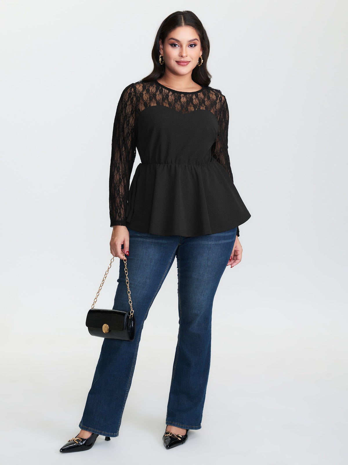 Sheer Lace Crisscross Plain Top