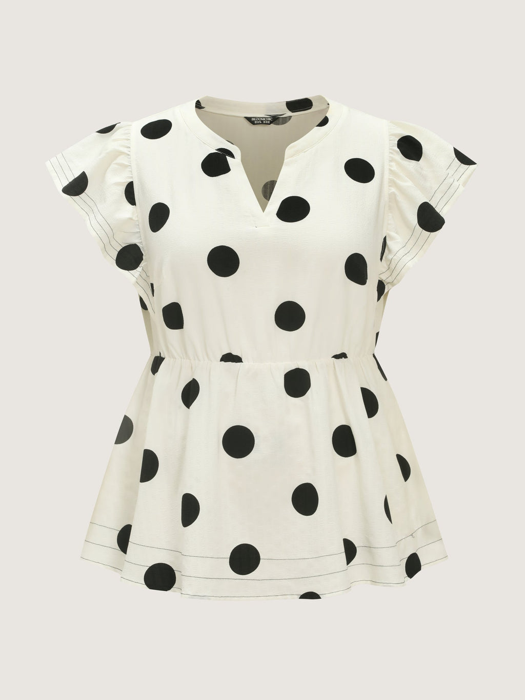 Polka Dots Ruffled Sleeve Flowy Blouse
