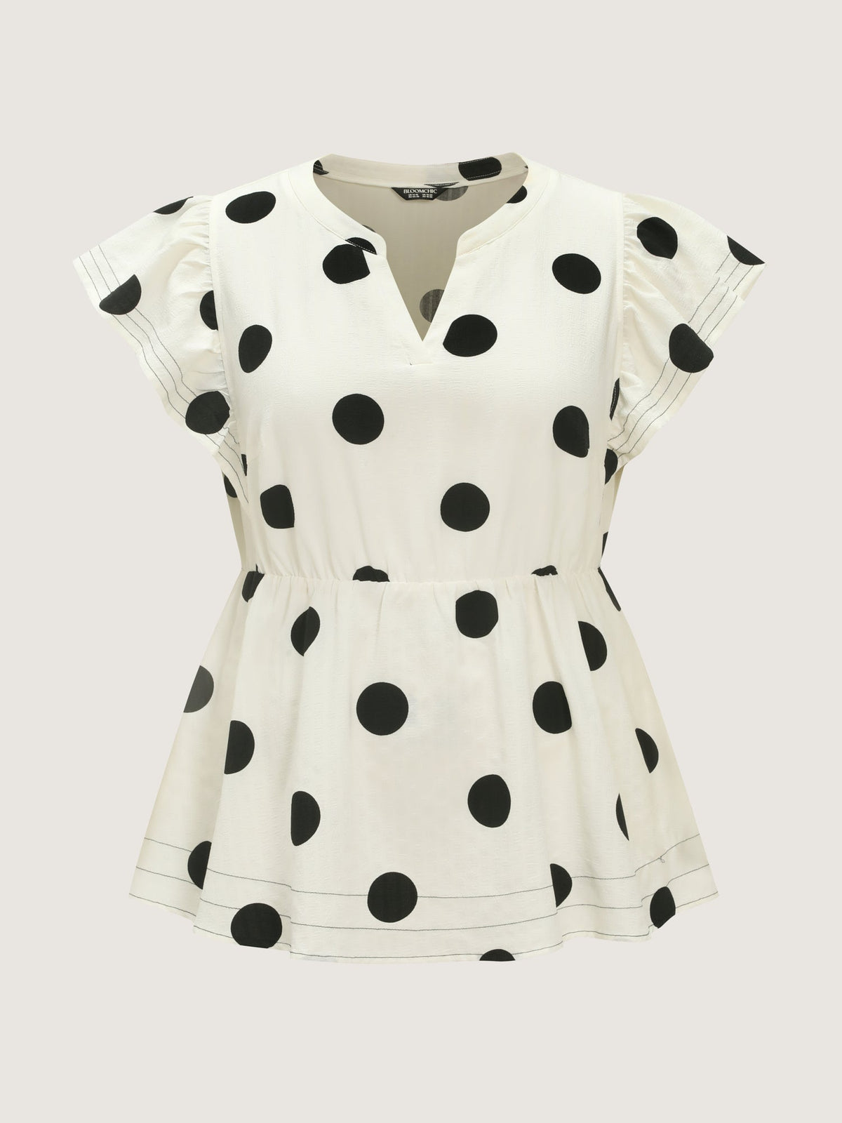 Polka Dots Ruffled Sleeve Flowy Blouse