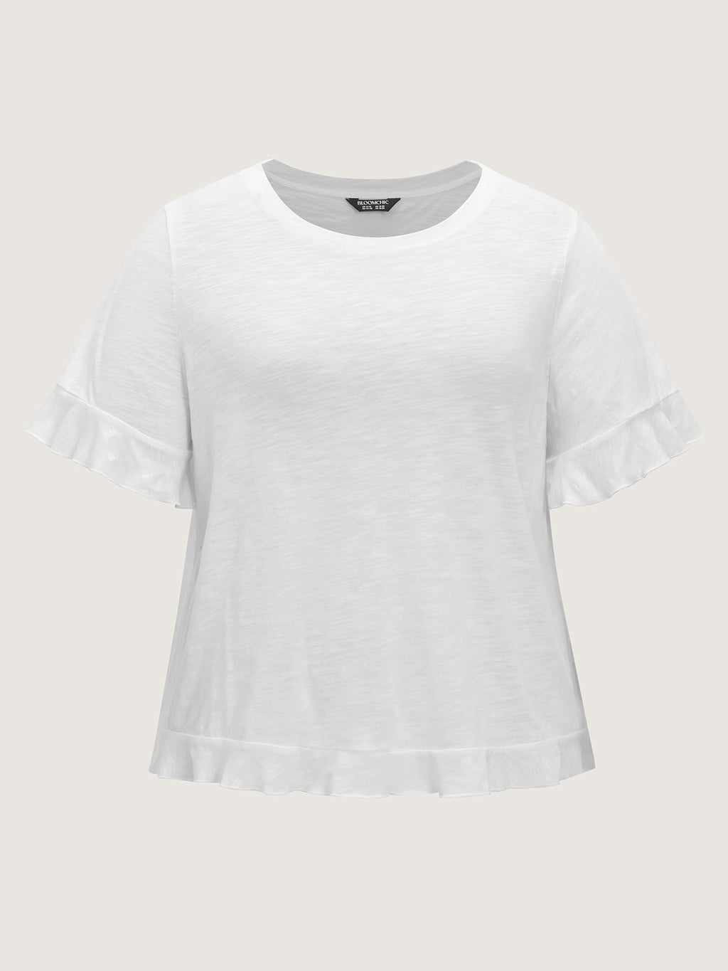 Cotton Overlap Back Sheer Ruffled T-Shirt