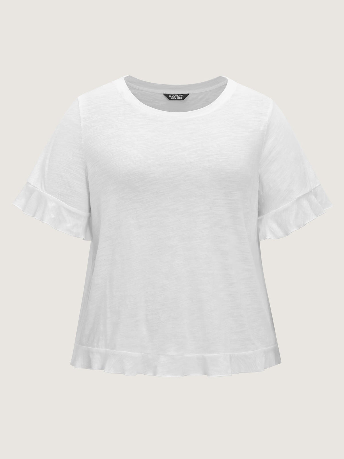 Cotton Overlap Back Sheer Ruffled T-Shirt