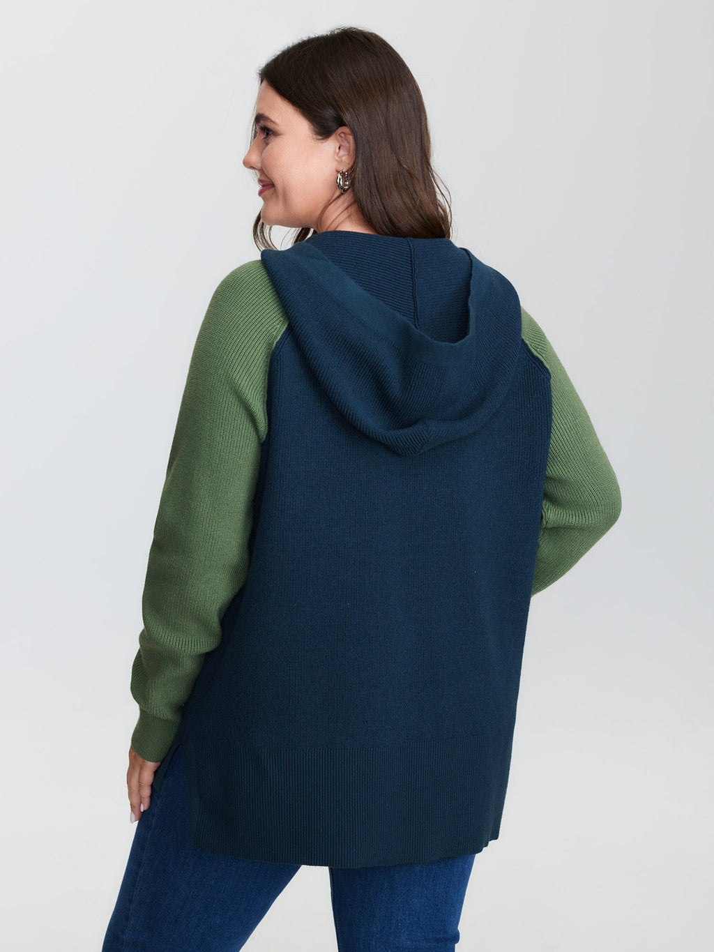 Colorblock Hooded Raglan Sleeve Pullover