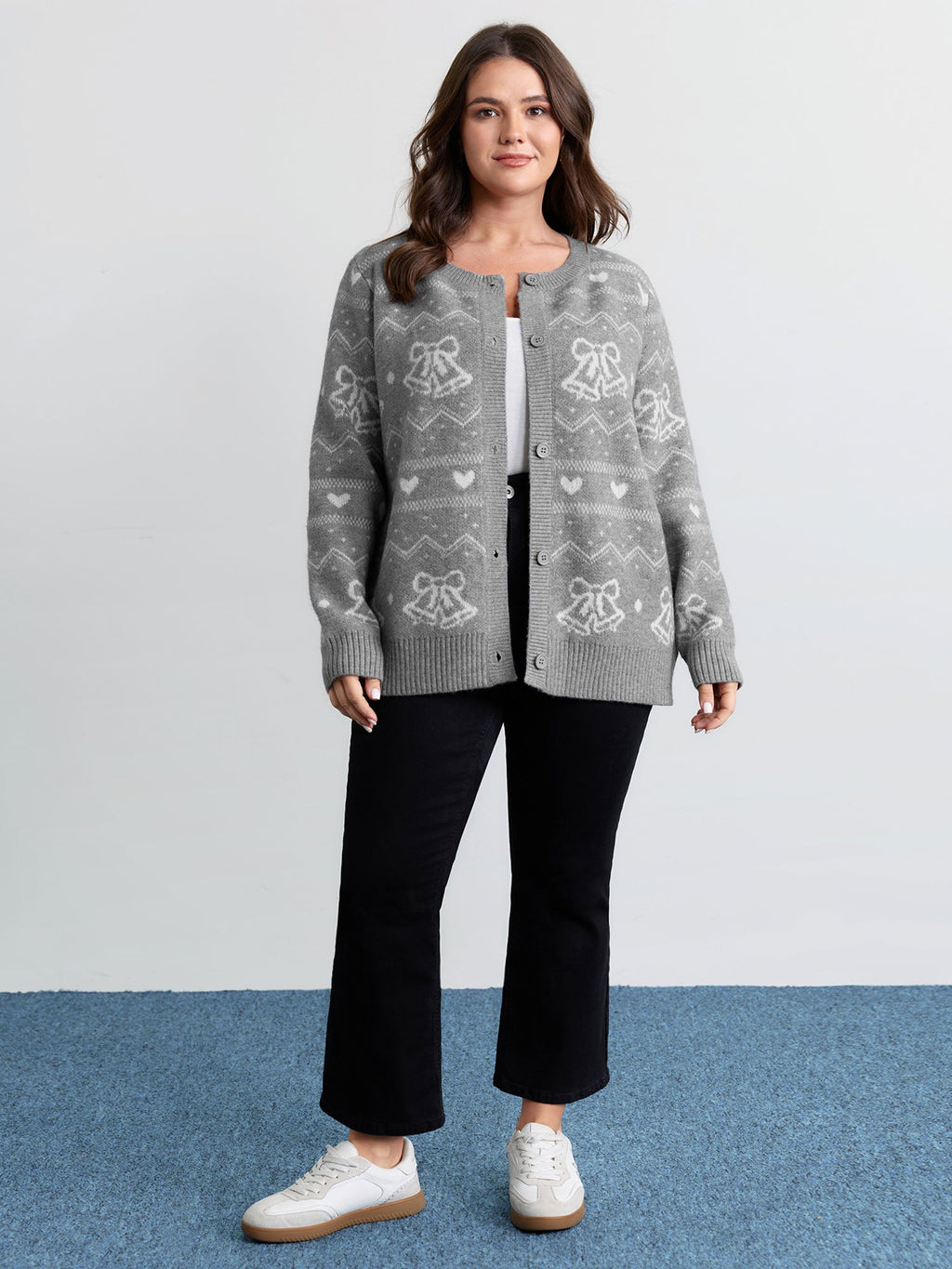 Supersoft Holiday Bells Jacquard Button Knit Cardigan