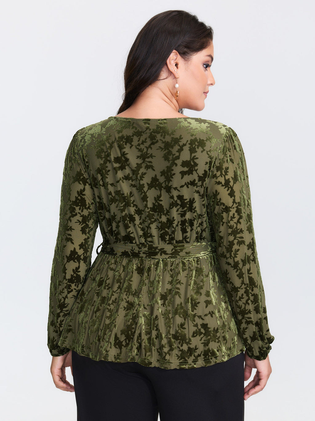 Velvet Laser Cut Side-Tie Blouse