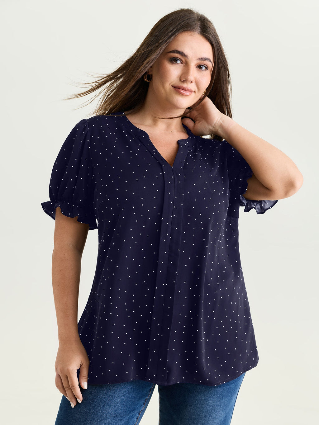 Micro Dots Charm Pleated Blouse