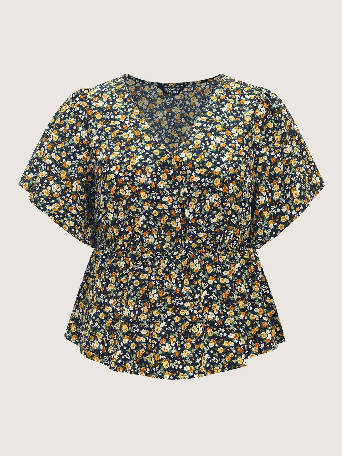 Floral Print Cinched-Waist Blouse