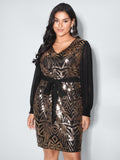 Sparkly Sequin Belted Mini Dress