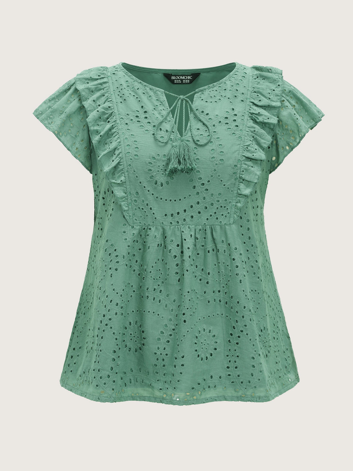 Cotton Eyelet Textured Ruffled Detail Blouse