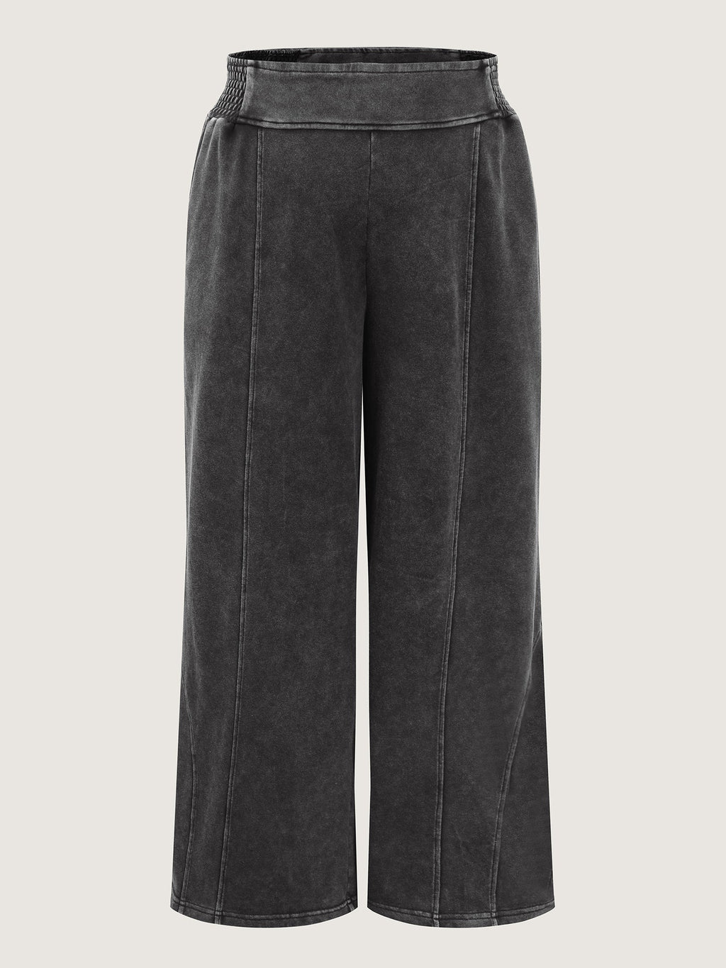 Stretchy Vintage Wash Wide-Leg Pants