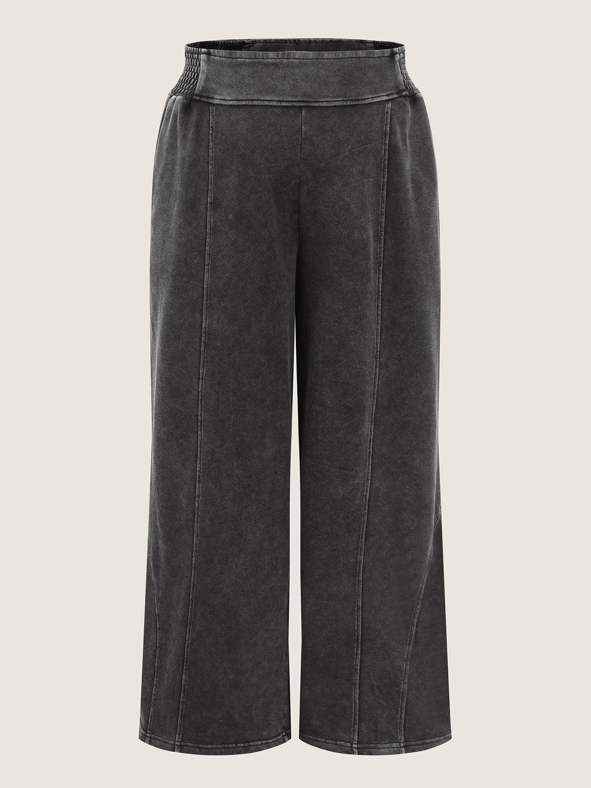 Stretchy Vintage Wash Wide-Leg Pants