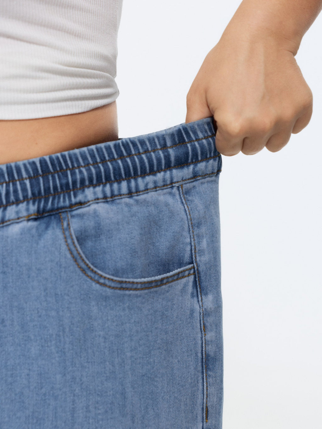 Pull-On Stretchy Cuffed Hem Jeans