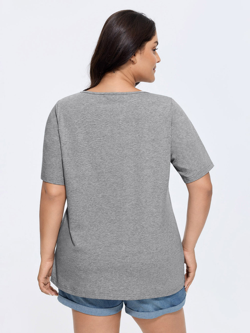 Cotton V Neck Plain Basic T-shirt