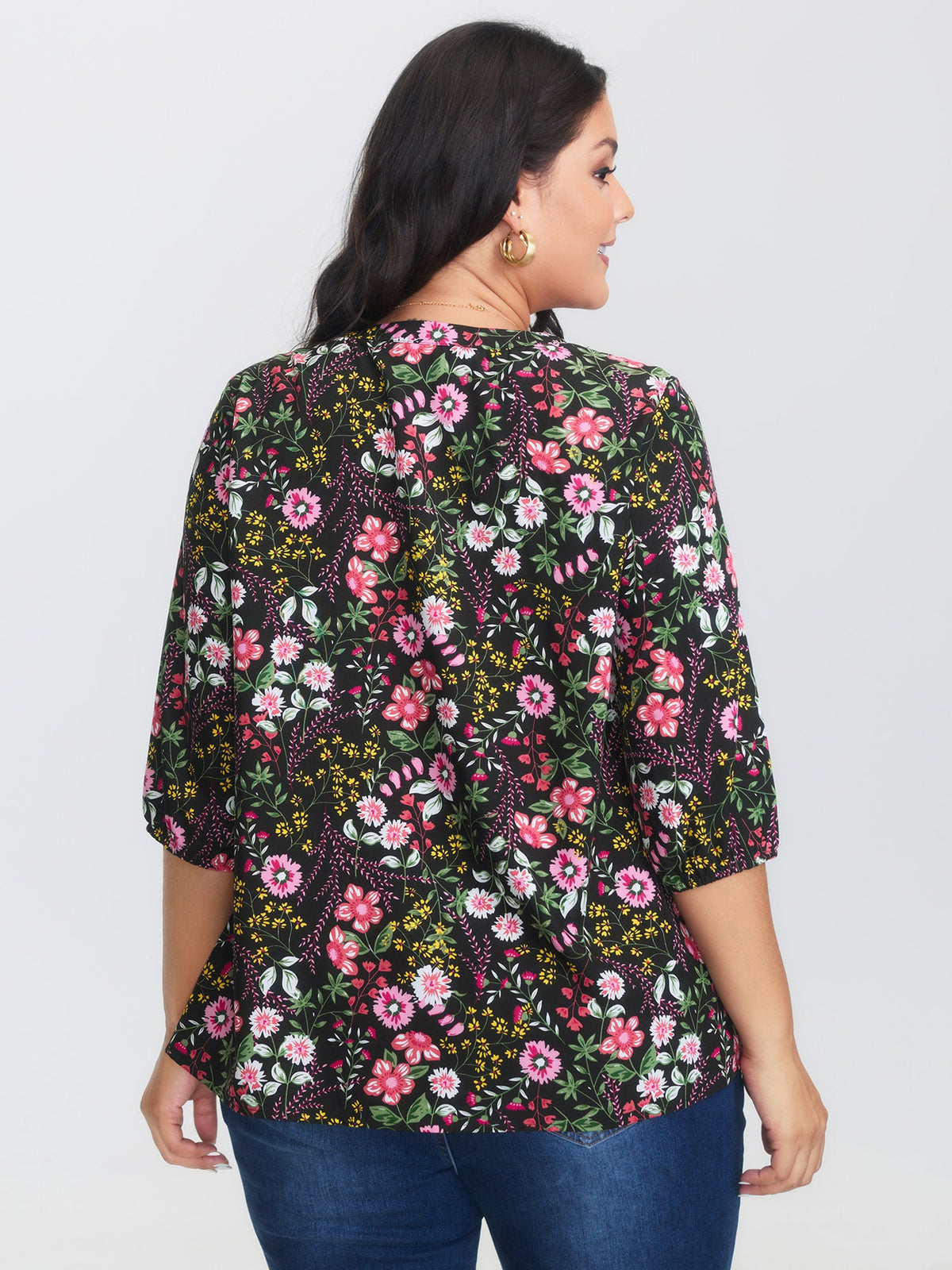 Floral Print Notched Collar Shirt