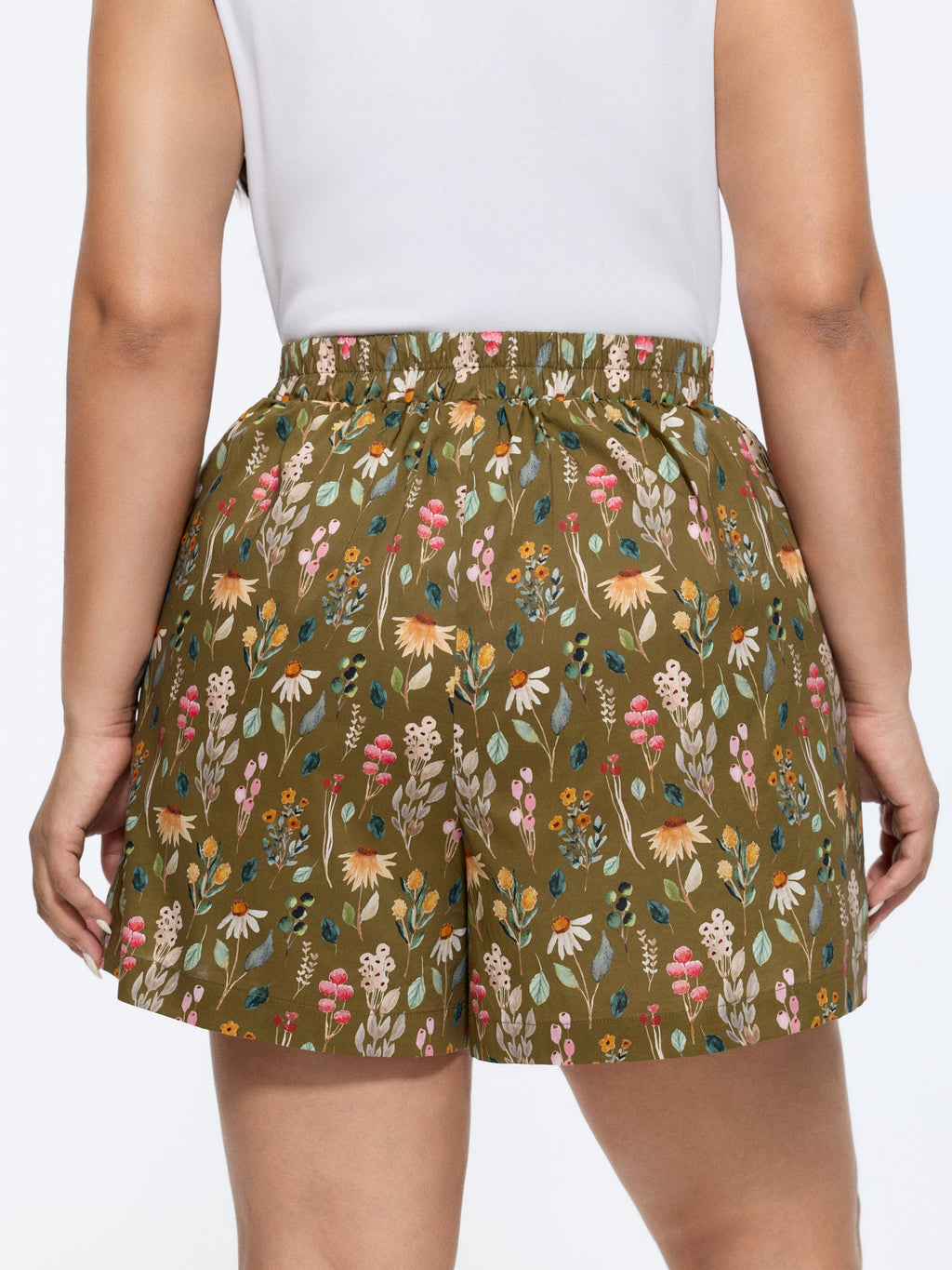 Floral Print Wide Waistband Shorts