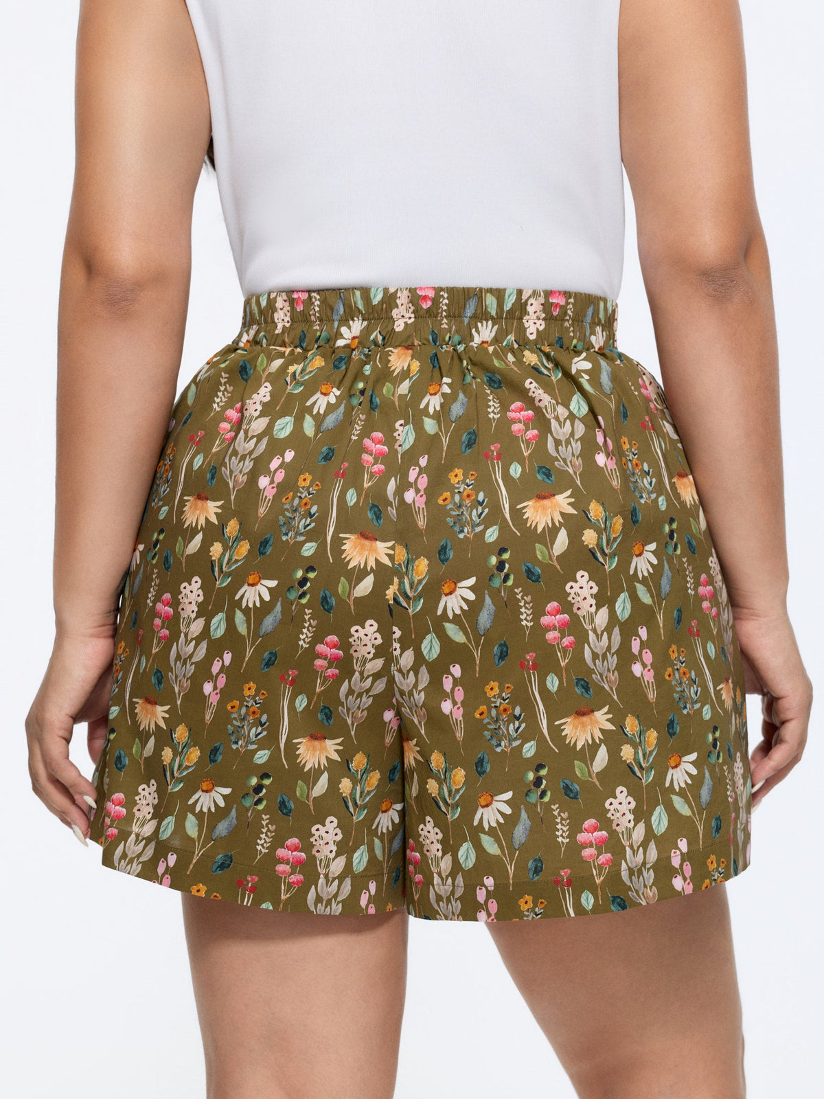 Floral Print Wide Waistband Shorts