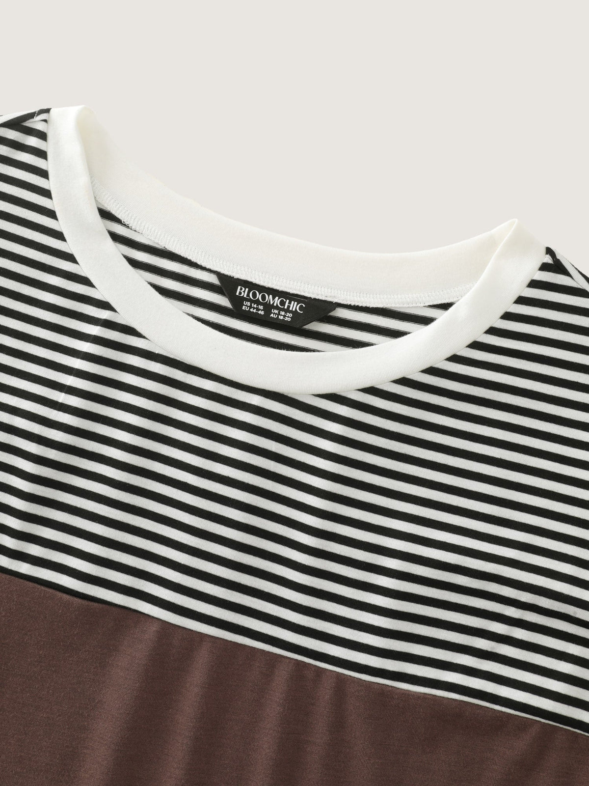 Stretch Crew Neck Color‑Block Stripe T-Shirt