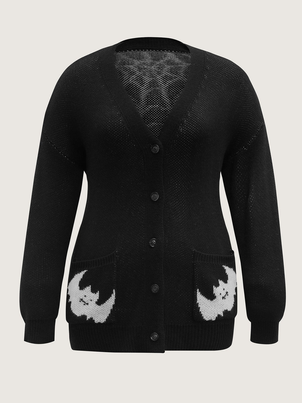 Spiderweb Bat Jacquard Pockets Knit Cardigan