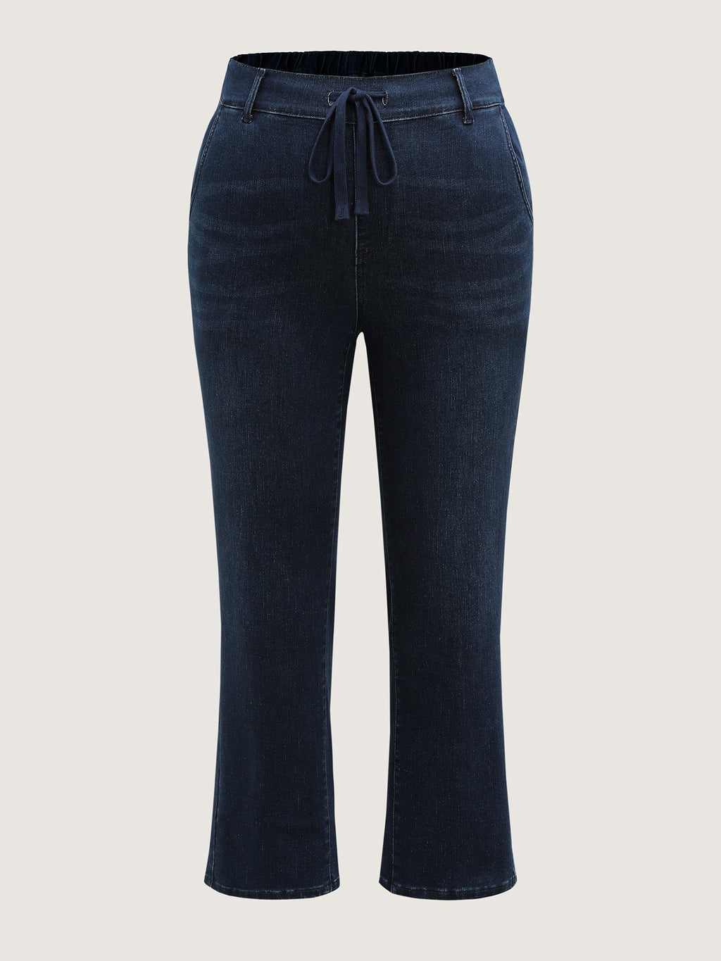 Pull-On High-Rise Straight-Leg Cropped Jeans