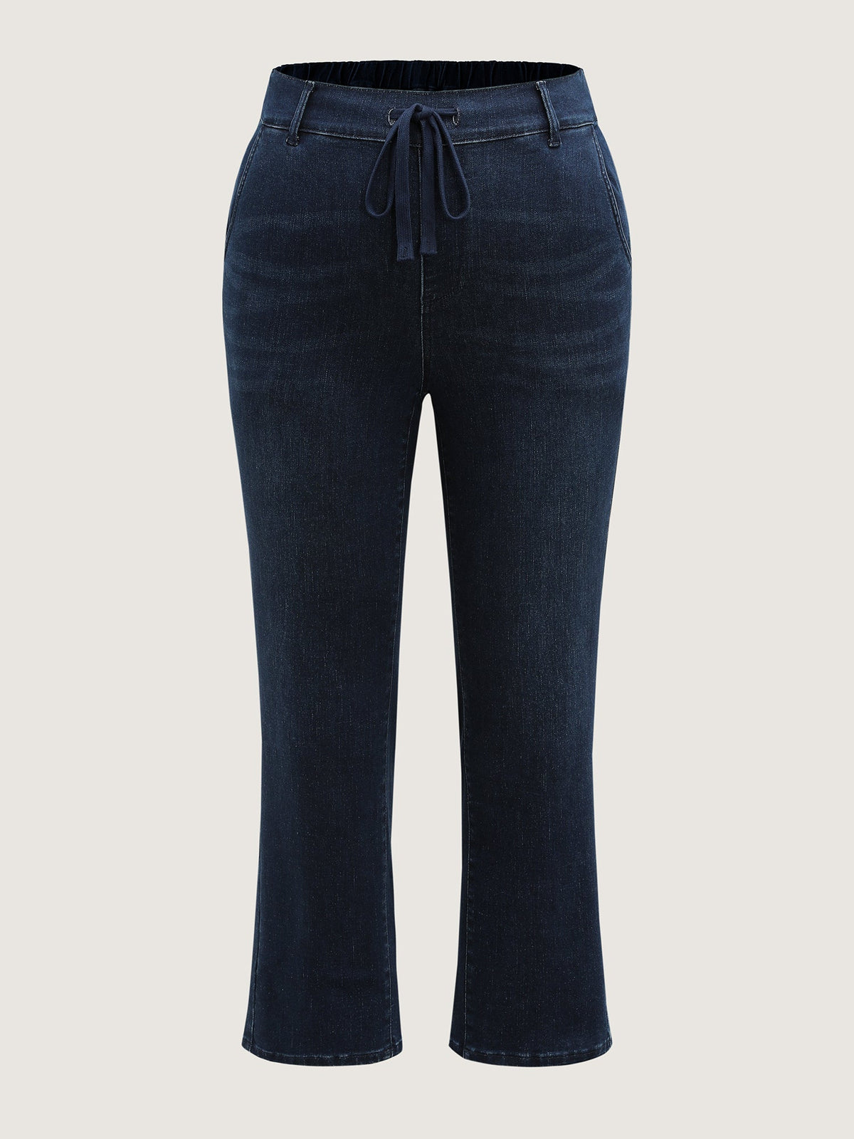 Pull-On High-Rise Straight-Leg Cropped Jeans