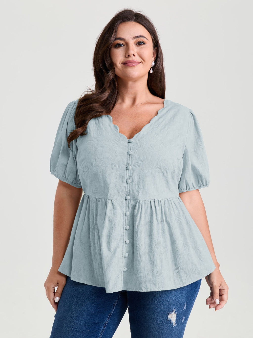 Textured Fit And Flare Plain Blouse