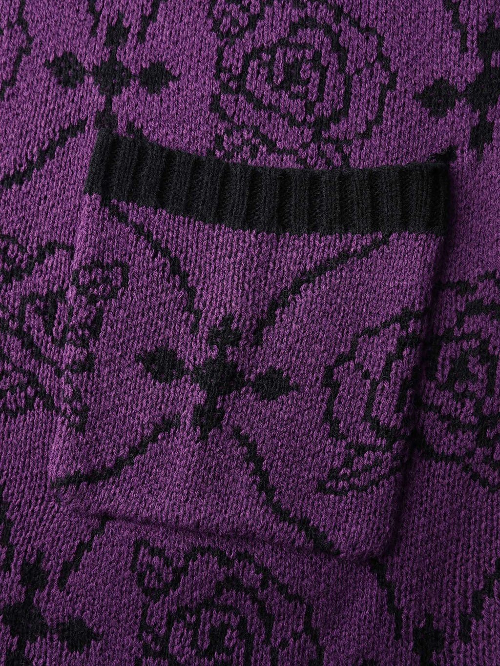 Floral Pattern Scalloped Collar Knit Cardigan
