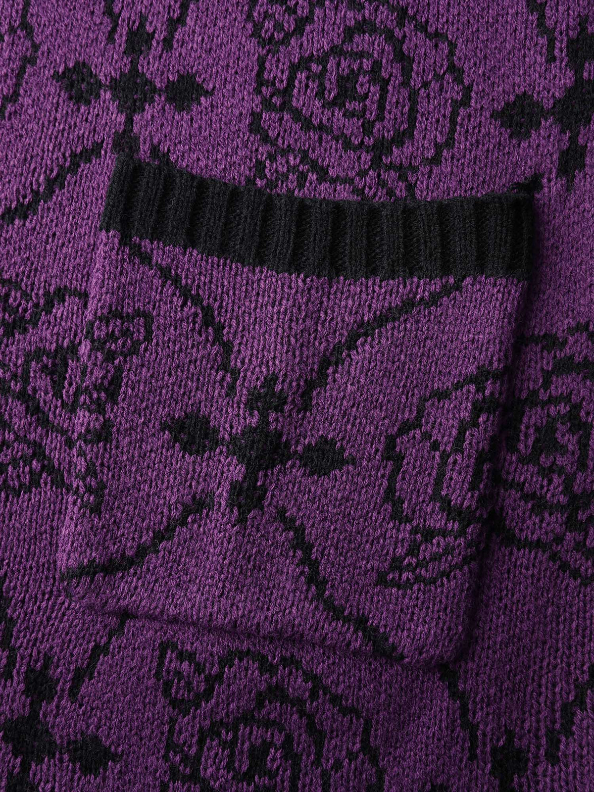 Floral Pattern Scalloped Collar Knit Cardigan