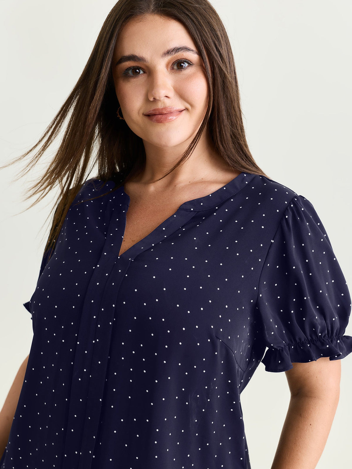Micro Dots Charm Pleated Blouse