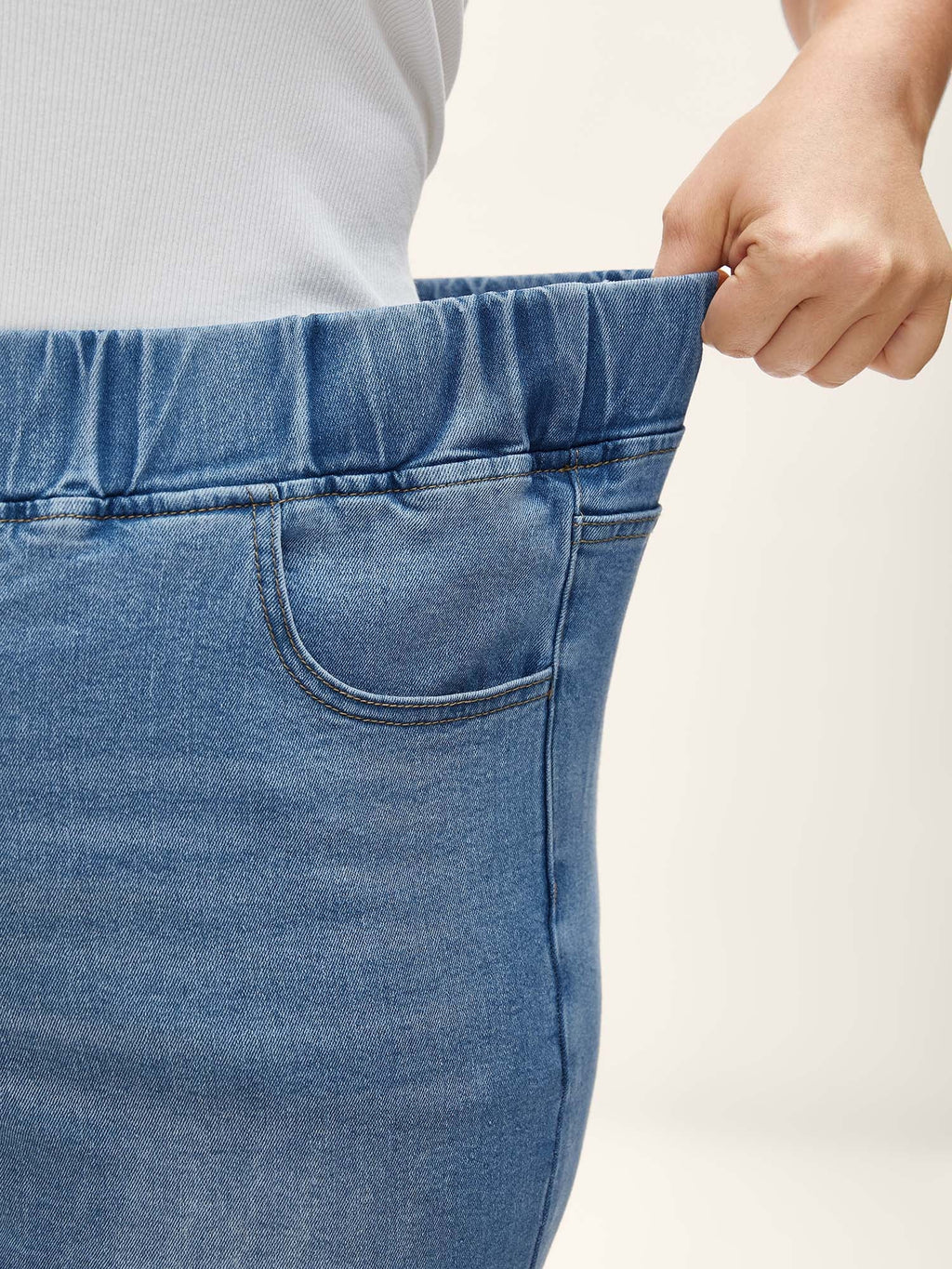 Pull-On Stretchy Skinny-Fit Denim Shorts