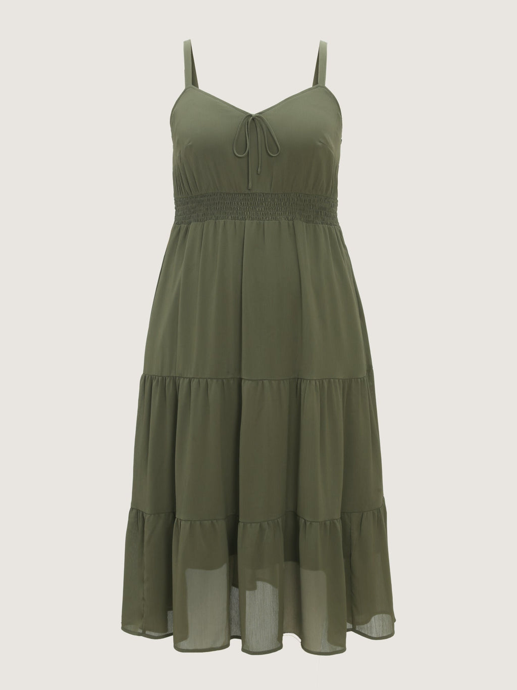 Shirred Waist Tiered Cami Midi Dress