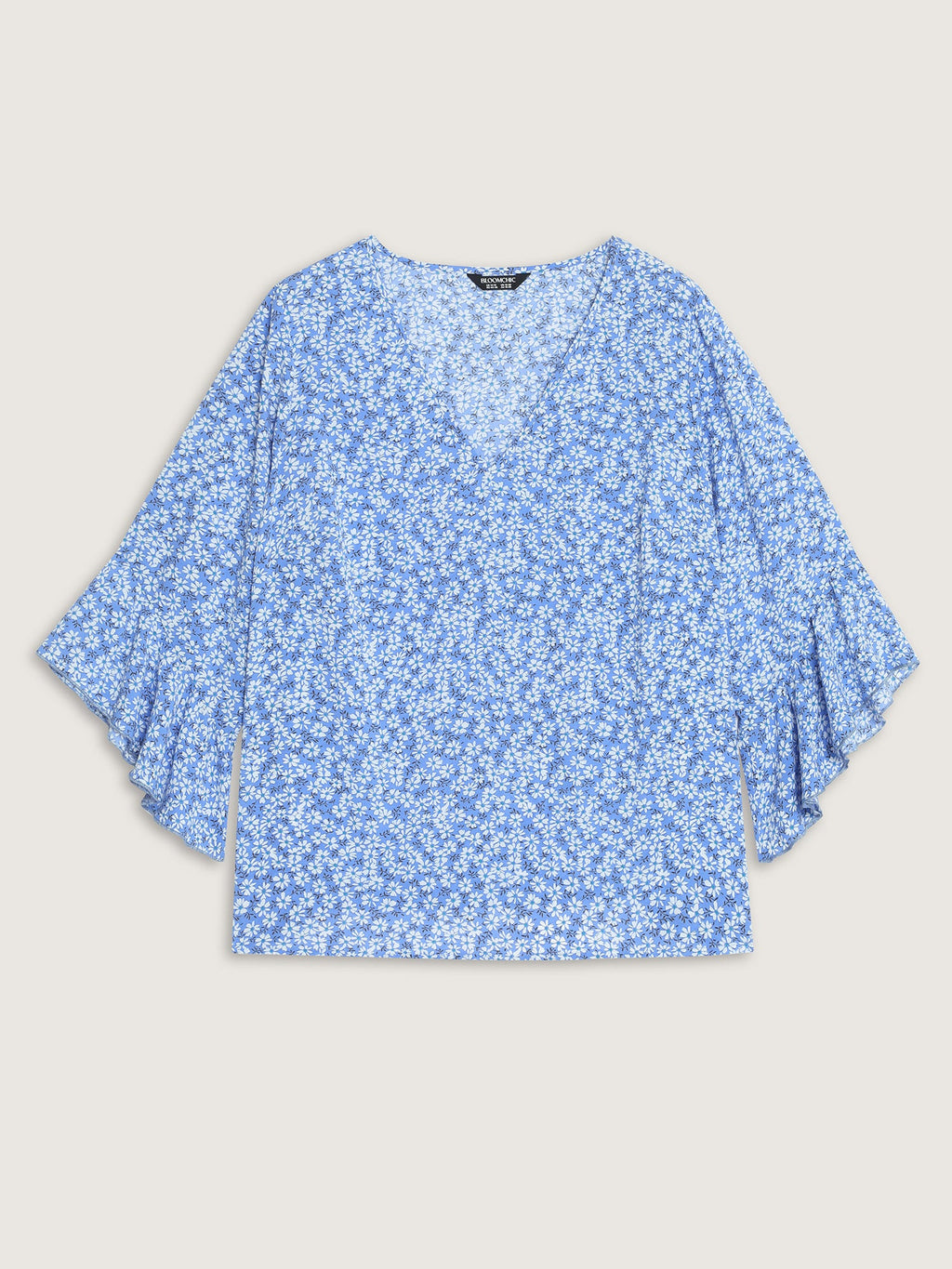 Floral Print Flared Ruffled Sleeve Blouse