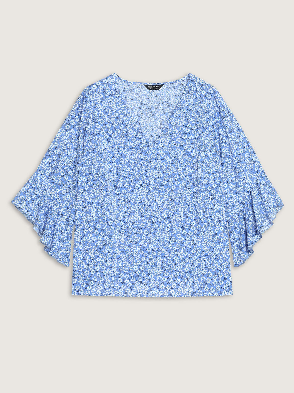 Floral Print Flared Ruffled Sleeve Blouse