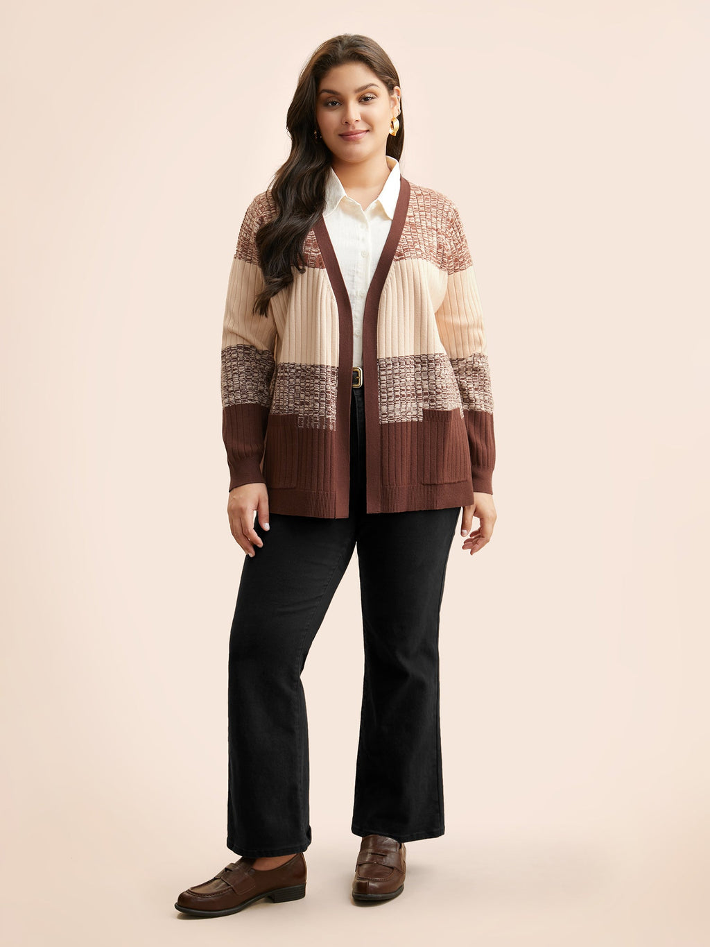 Supersoft Essentials Textured Colorblock Contrast Cardigan