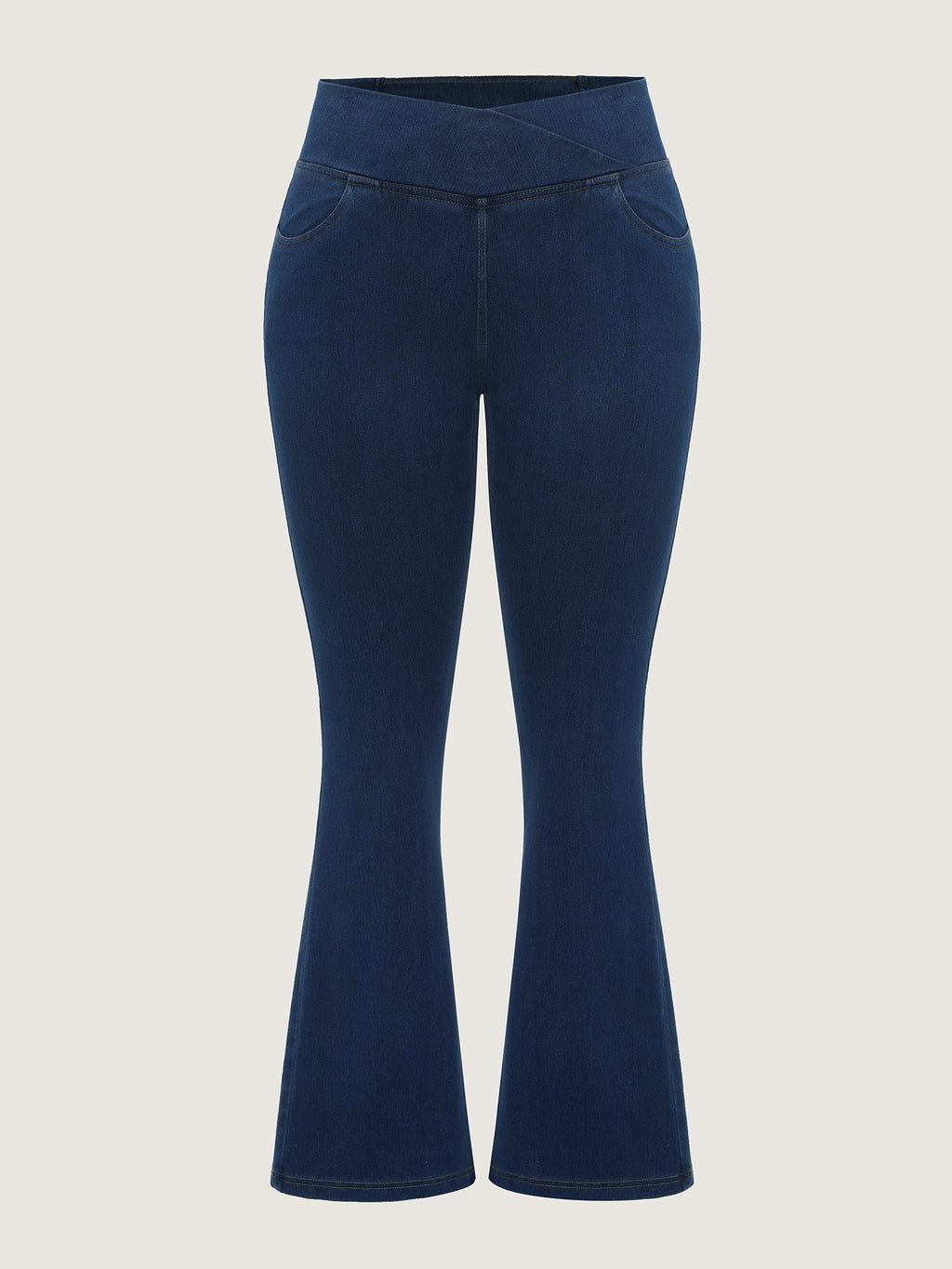 Pull-On Stretchy Wide Waistband Skinny-Fit Knit Jeans