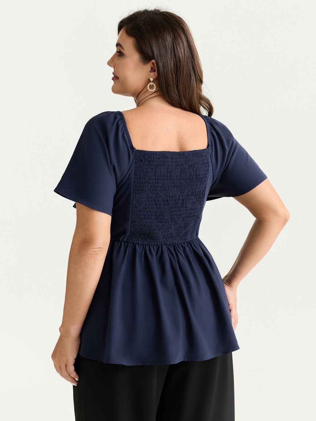Ruched Flared Sleeves Fit And Flare Blouse