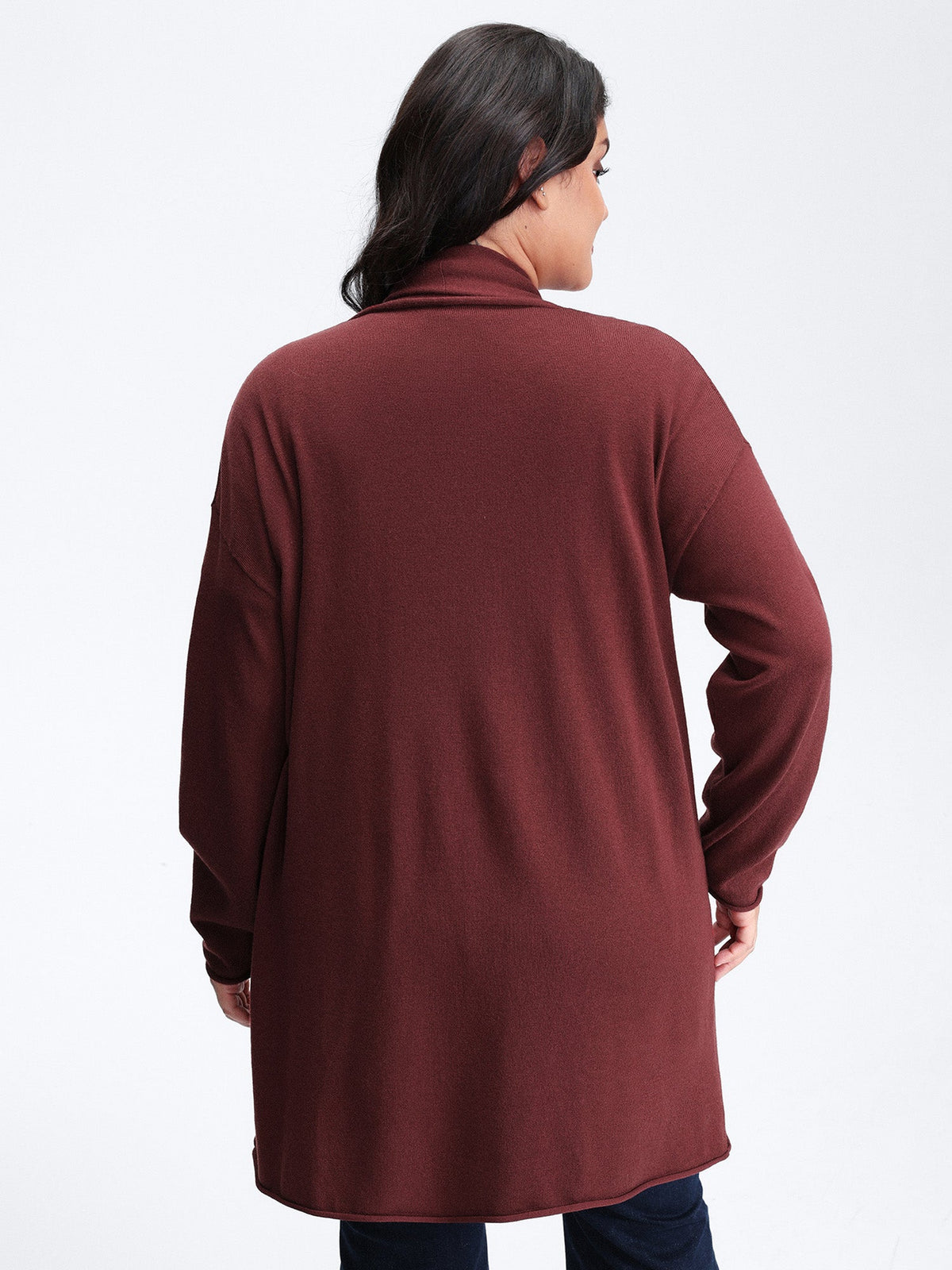 Supersoft Folded Collar Pocket Open-Front Knit Cardigan