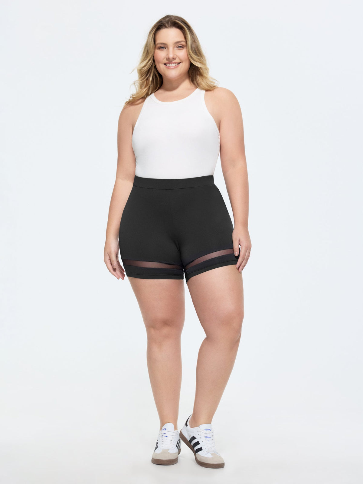 Mid-Rise Sheer Mesh Panel Leggings