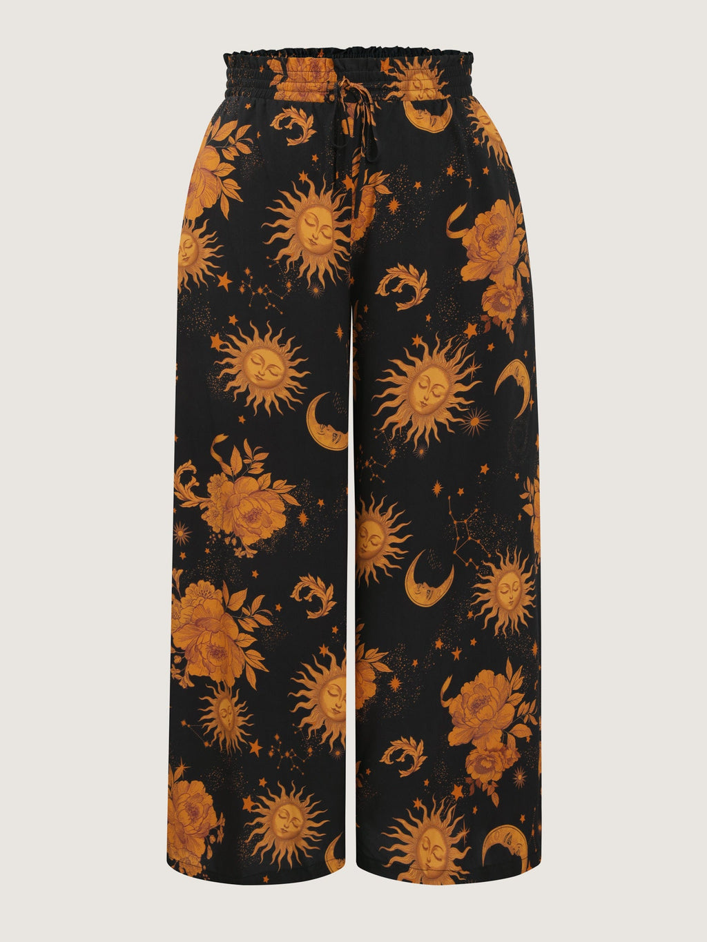 Star Moon Print Wide Waistband Pants