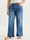 Stretchy Back Elastic Waist Wide Leg Jeans