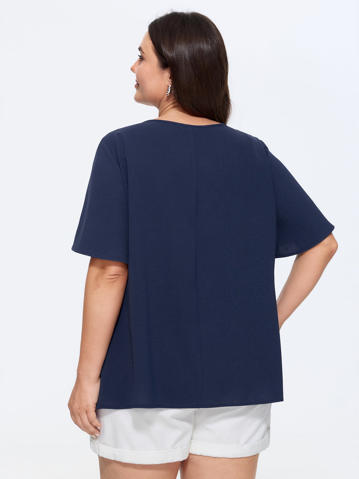 Pleated Front Flowy Plain Top